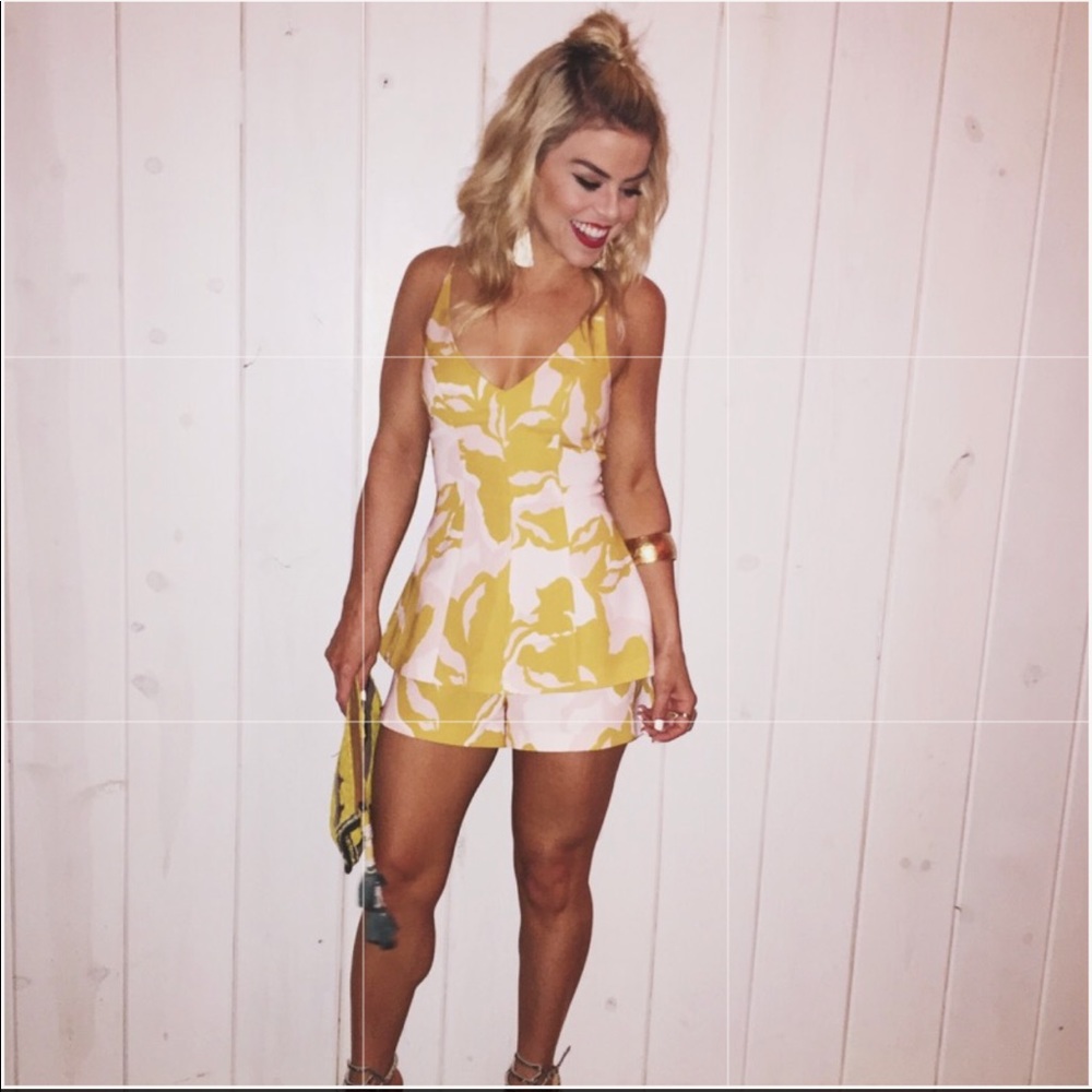 Keepsake Romper in yellow floral worn once